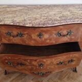 Louis XV style commode, pink and ochre marble.