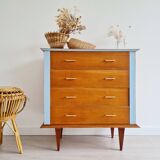 Retro chest of drawers with spindle legs