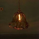 Suspension Murano ambre vintage Honsel, lampe en verre italienne