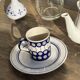 Mug en grès émaillé bleu de Bolesławiec H9,5 D11