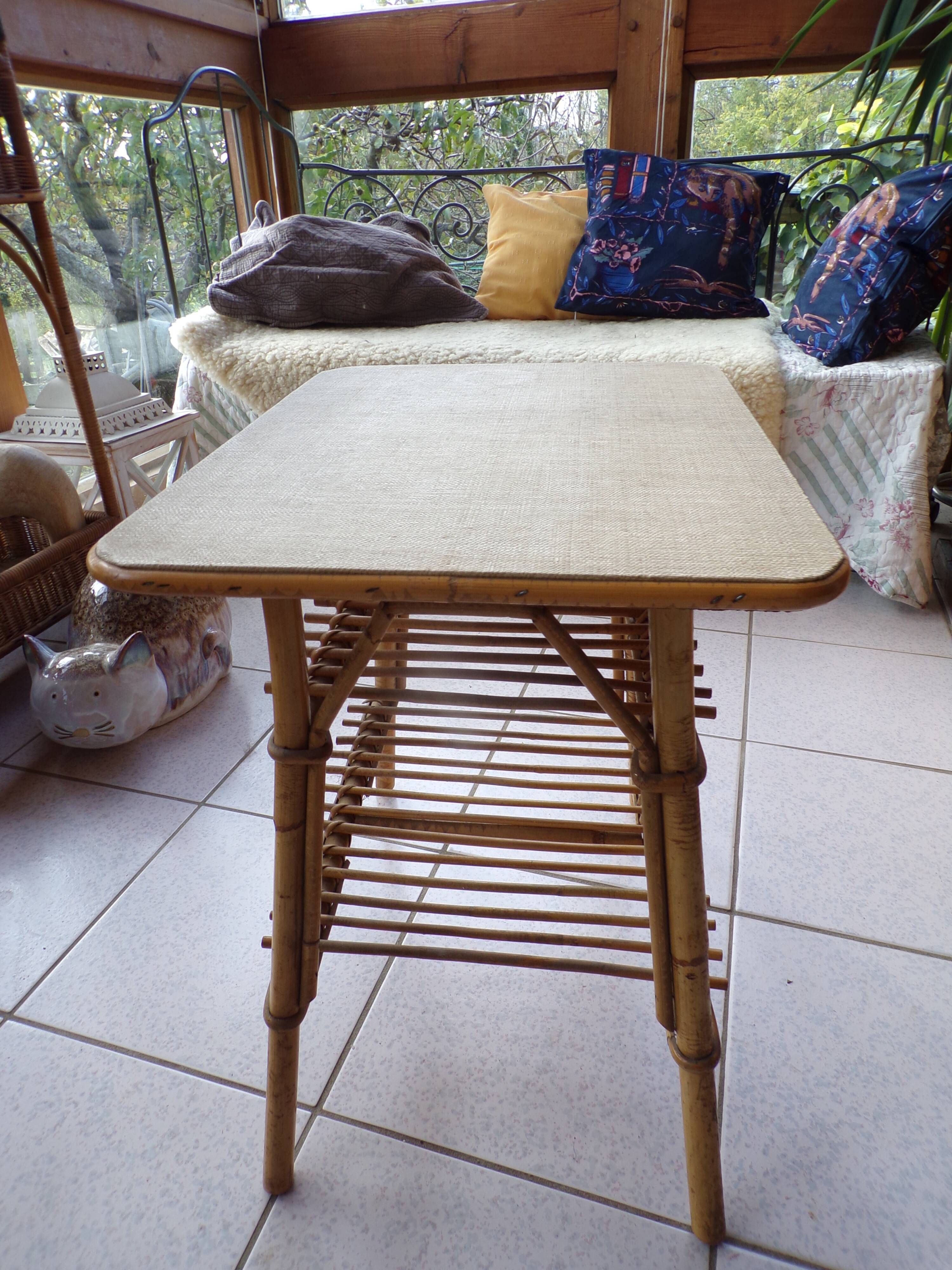 Bamboo and rattan coffee table