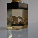 1970 Table lighter with pearl oyster in resin inclusion