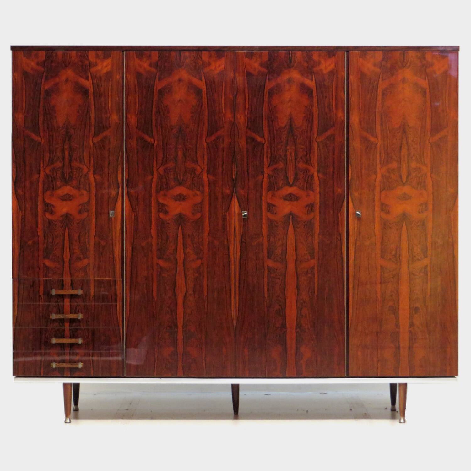 Vintage mid century modern 4-door design wardrobe in rosewood, 1960s