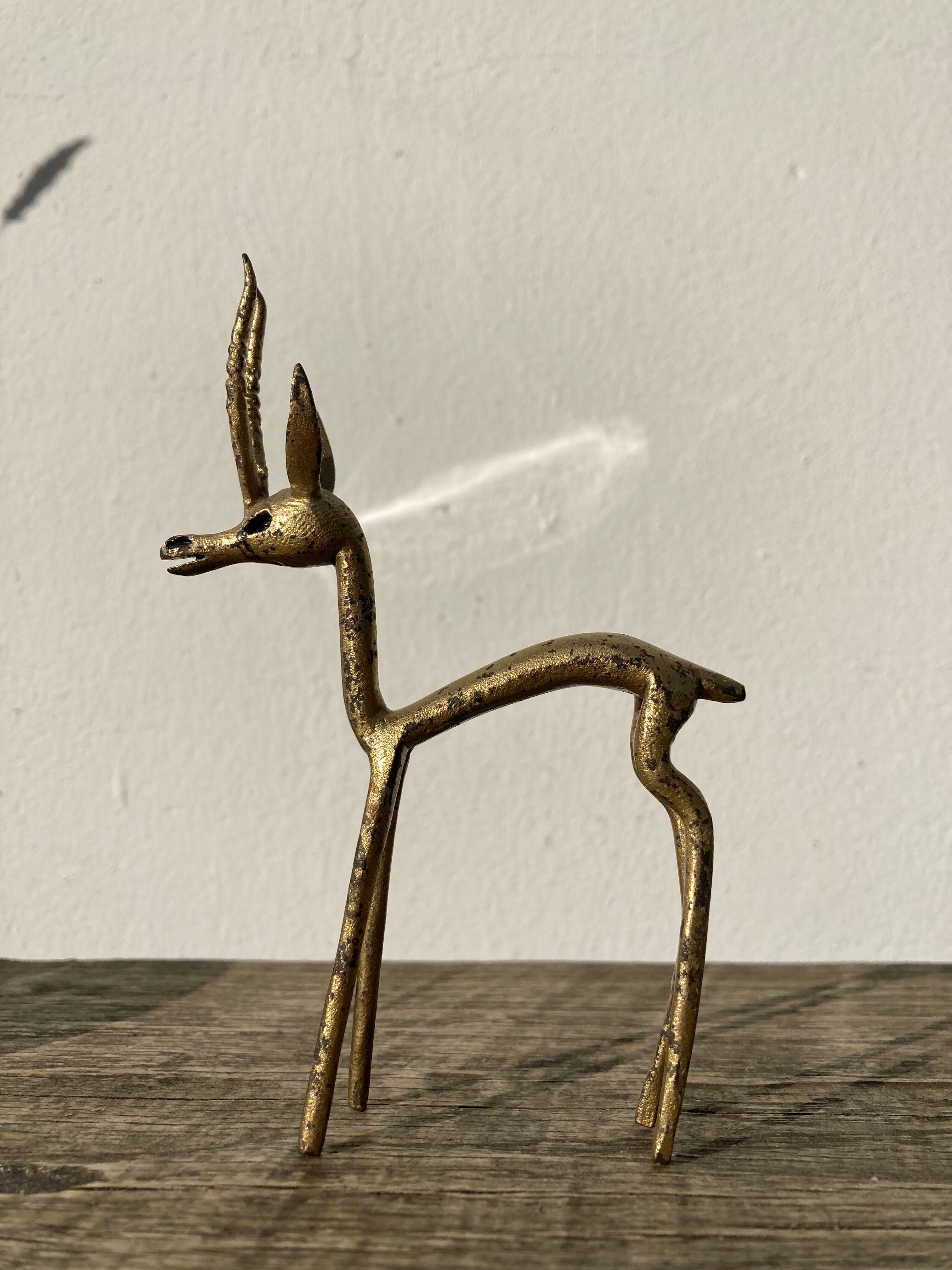 1970s gilded brass antelope