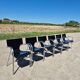 Set 4 postmodern black chrome stackable chair Jim for Kens 1990s