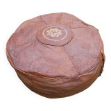Large vintage Moroccan leather pouf n°2