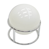 White and chrome globe table lamp, 1970s Italy.
