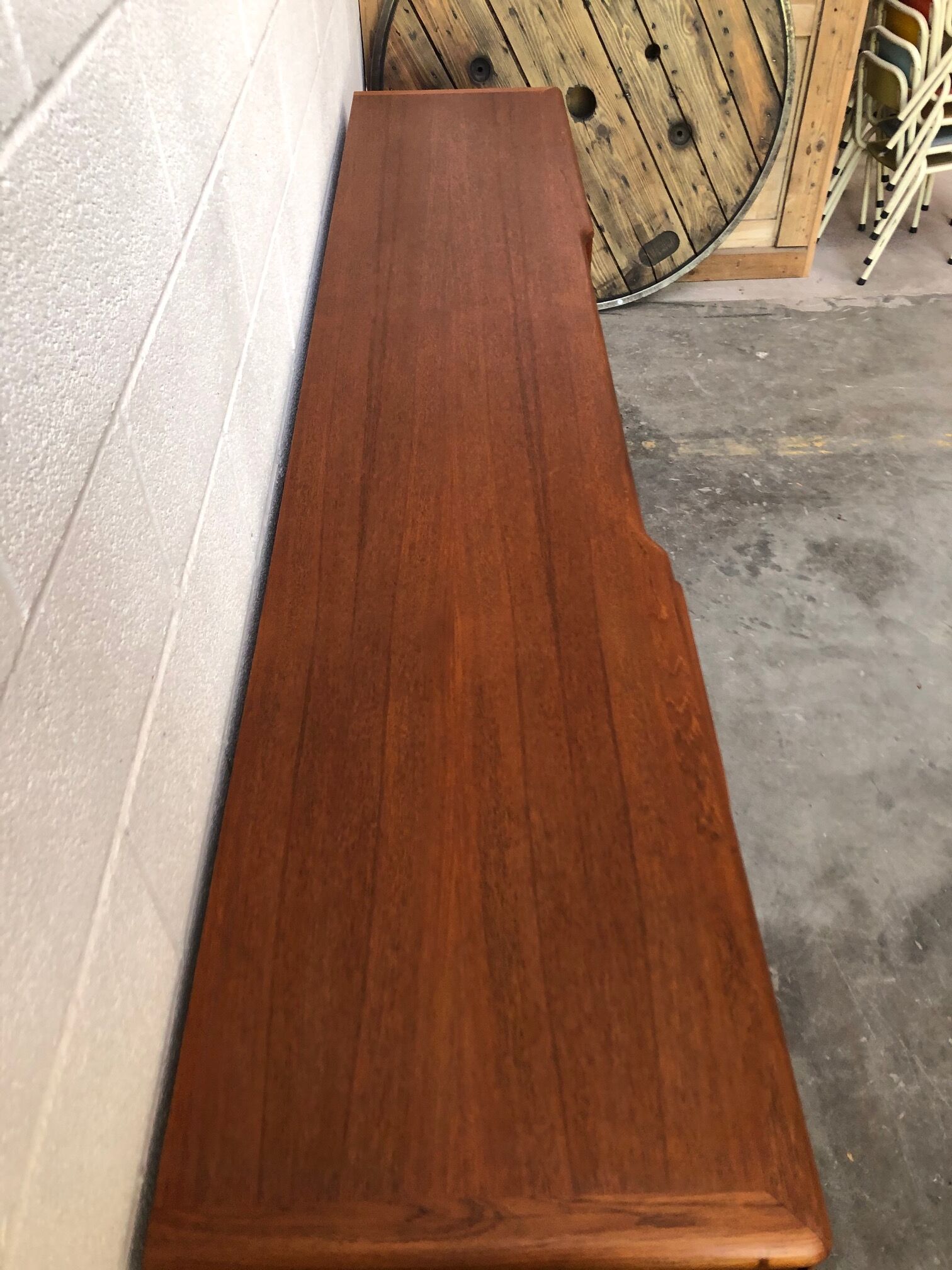 Teak enfilade stamped "TV furniture Paris"