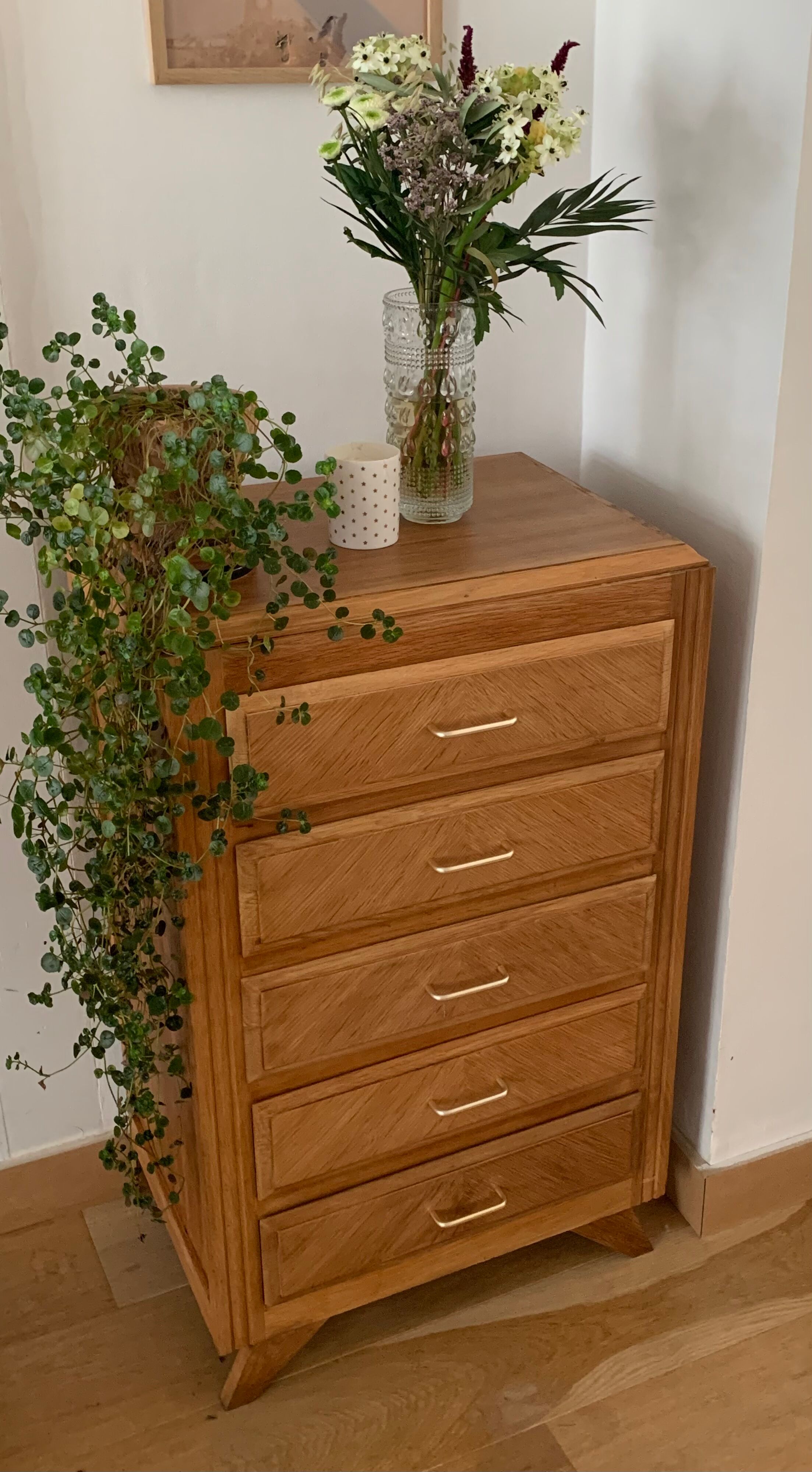 Vintage oak chiffonier
