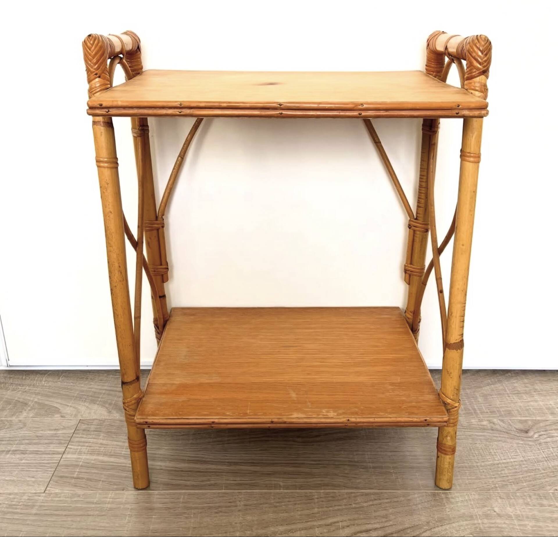 Vintage rattan bedside table