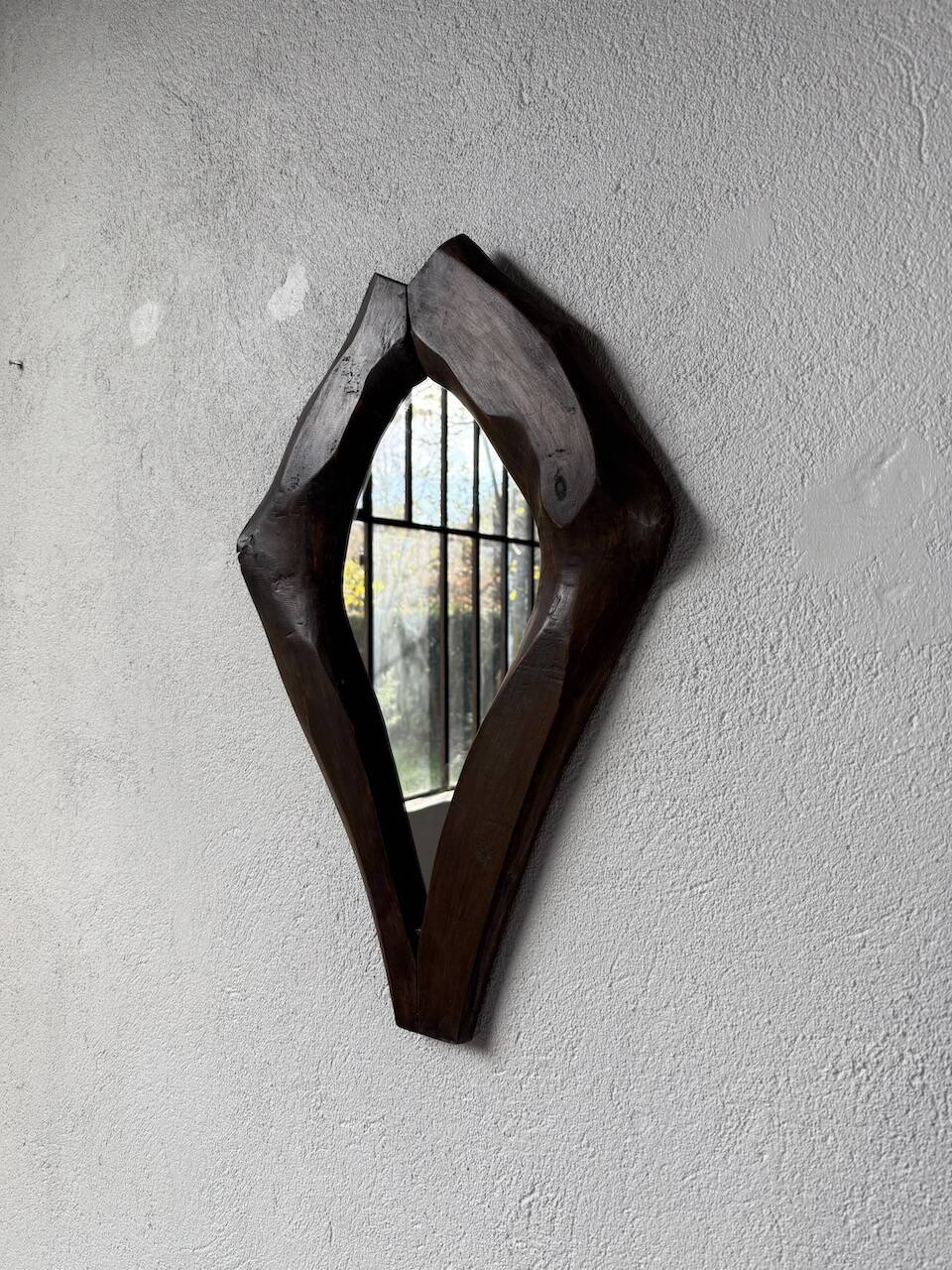 Brutalist wooden mirror 1900