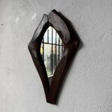 Brutalist wooden mirror 1900