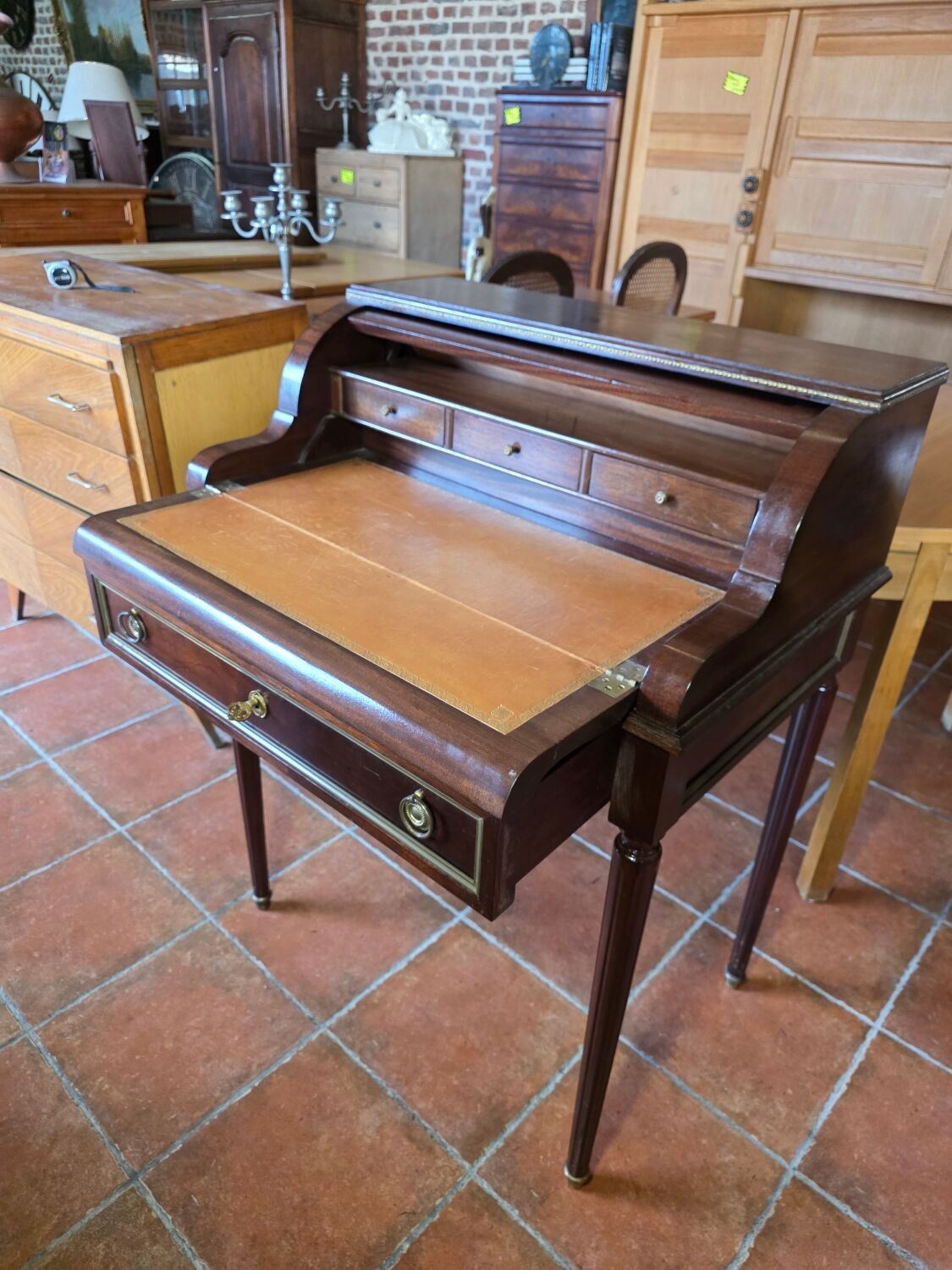 Louis XVI Style Cylinder Desk in Mahogany