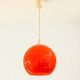 Round pendant light in orange opaline glass, vintage 1970s - Space Age