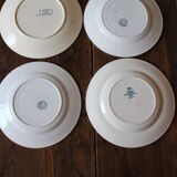 Set of 4 mismatched blue flat plates