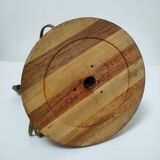 Turned wooden lamp and vintage wood inlay