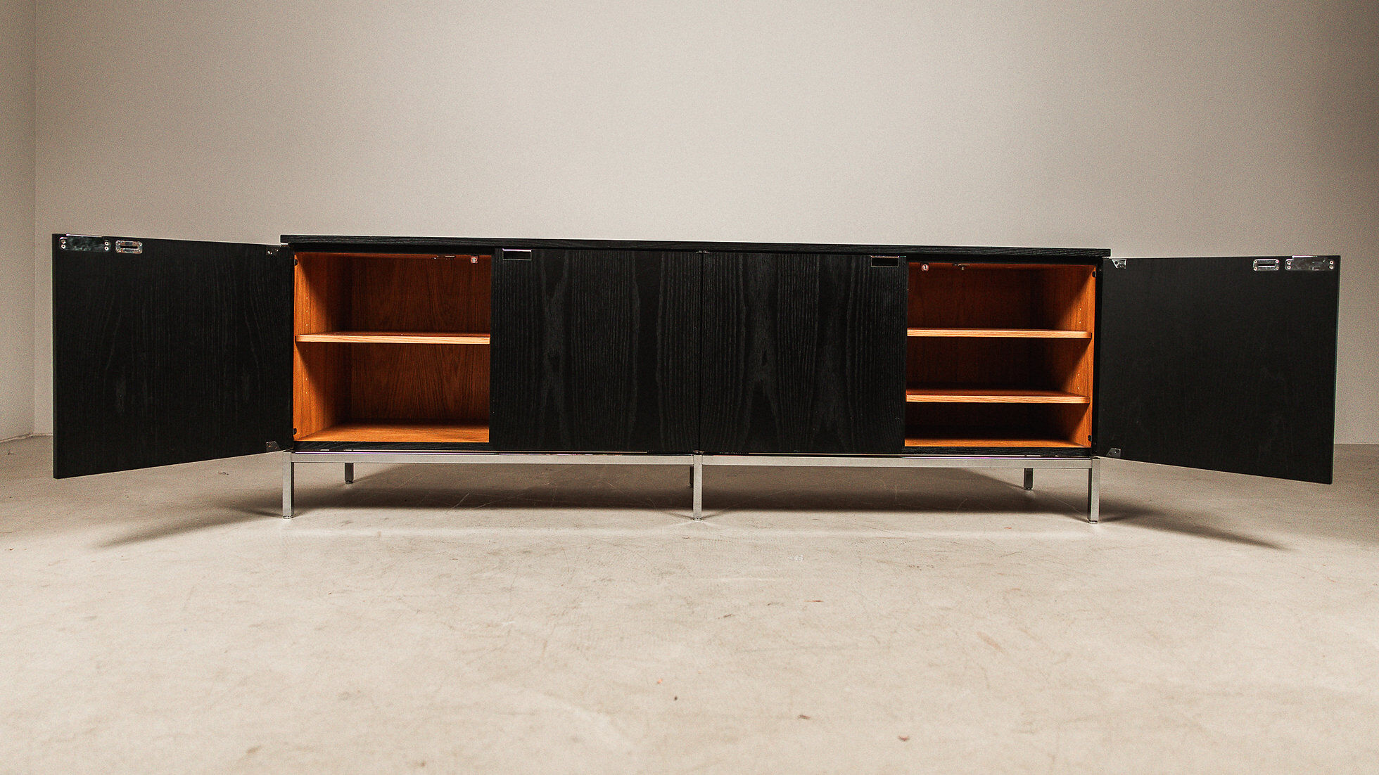 Florence Knoll sideboard in black oak and chrome for Knoll International, 1960s