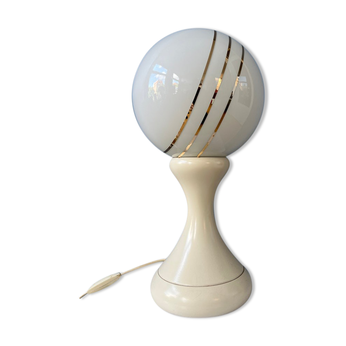 Space Age table lamp in white opaline glass
