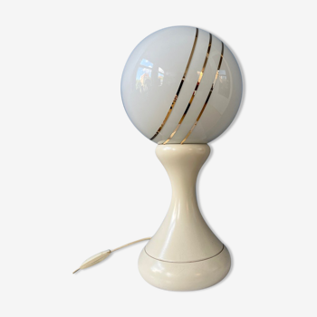 Lampe de table Space Age en verre opalin blanc