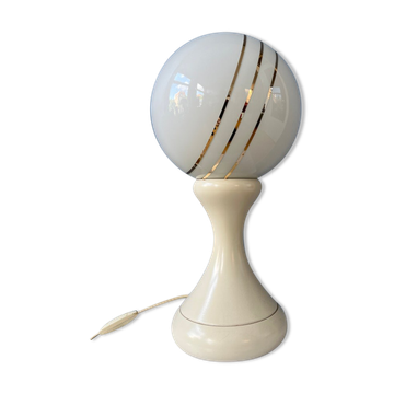 Space Age table lamp in white opaline glass