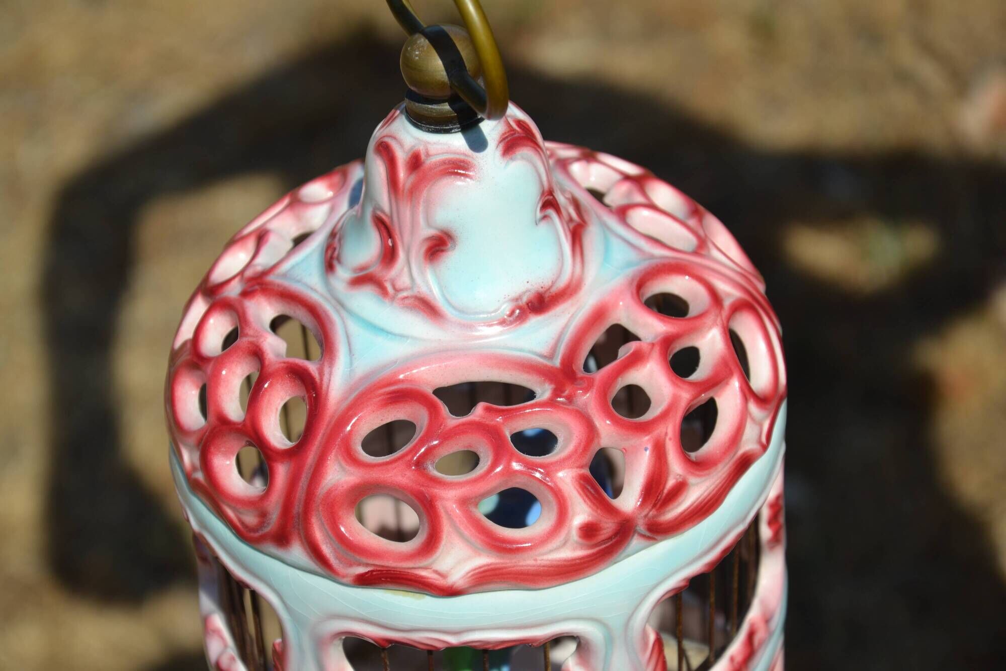 Antique Italian ceramic birdcage