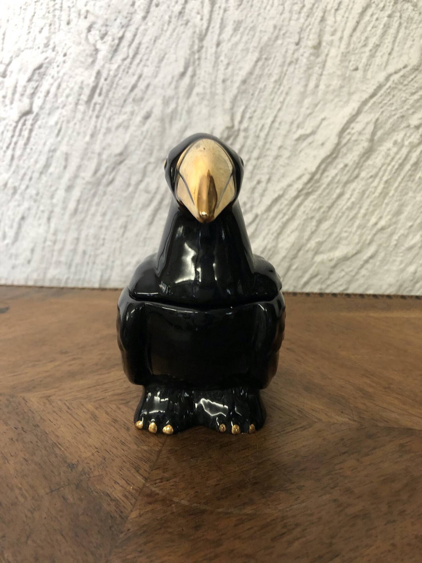 Jewelry box ceramic candy box black and gold bird shape
