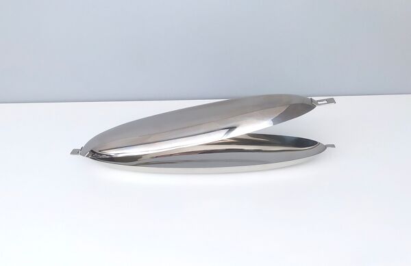 Braconnier de poisson en acier inoxydable avec un design des années 1960, Italie années 1980