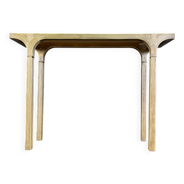 Console en bois miroir et doré par Deknudt Belgique, années 1970.