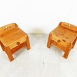 Paire de chevet vintage en pin, années 1960