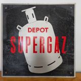 Vintage metal plate deposit supergaz 60s industrial