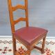 Set 6 chairs style Louis XIII VINTAGE 1980 Oak and Burgundy red leather