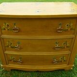 Old bohemian chest of drawers from the 30s with its floral prints in solid wood