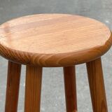 Set of 3 vintage pine stools from the 60s