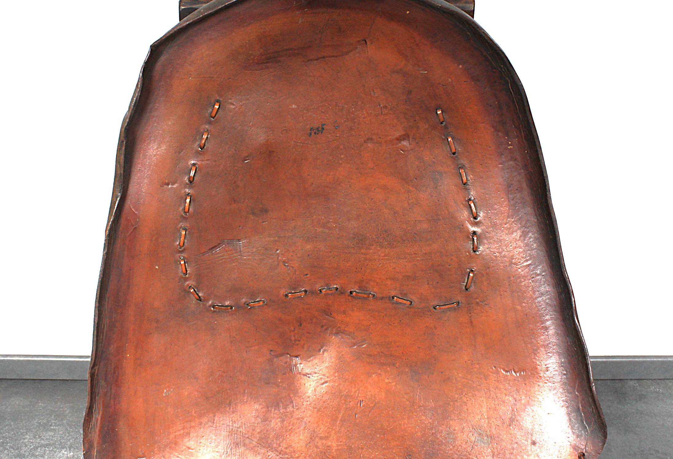 Brutalist oak lounge chair and ottoman, 1970s, set of 2