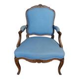 Louis XV style armchair in carved wood – blue fabric