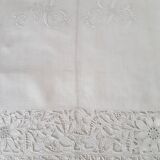linen sheet in ab monogrammed Richelieu embroidery