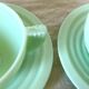 Art Deco cups in green opaline