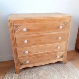 Oak and porcelain chest of drawers