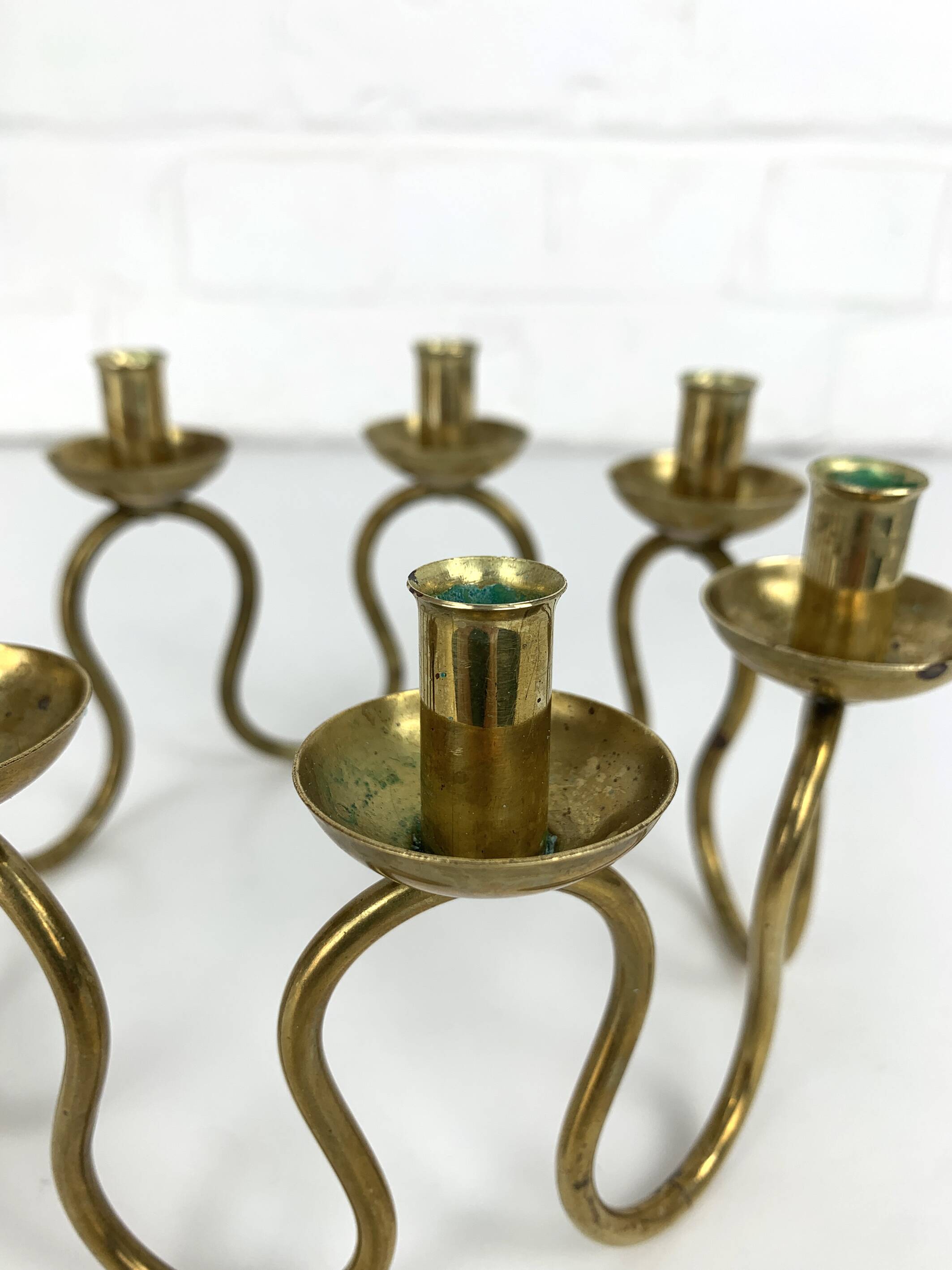 Scandinavian brass candle holder by Lars Holmström, Sweden 1950s