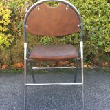 Set de 6 chaises pliantes acier et similicuir 70’s
