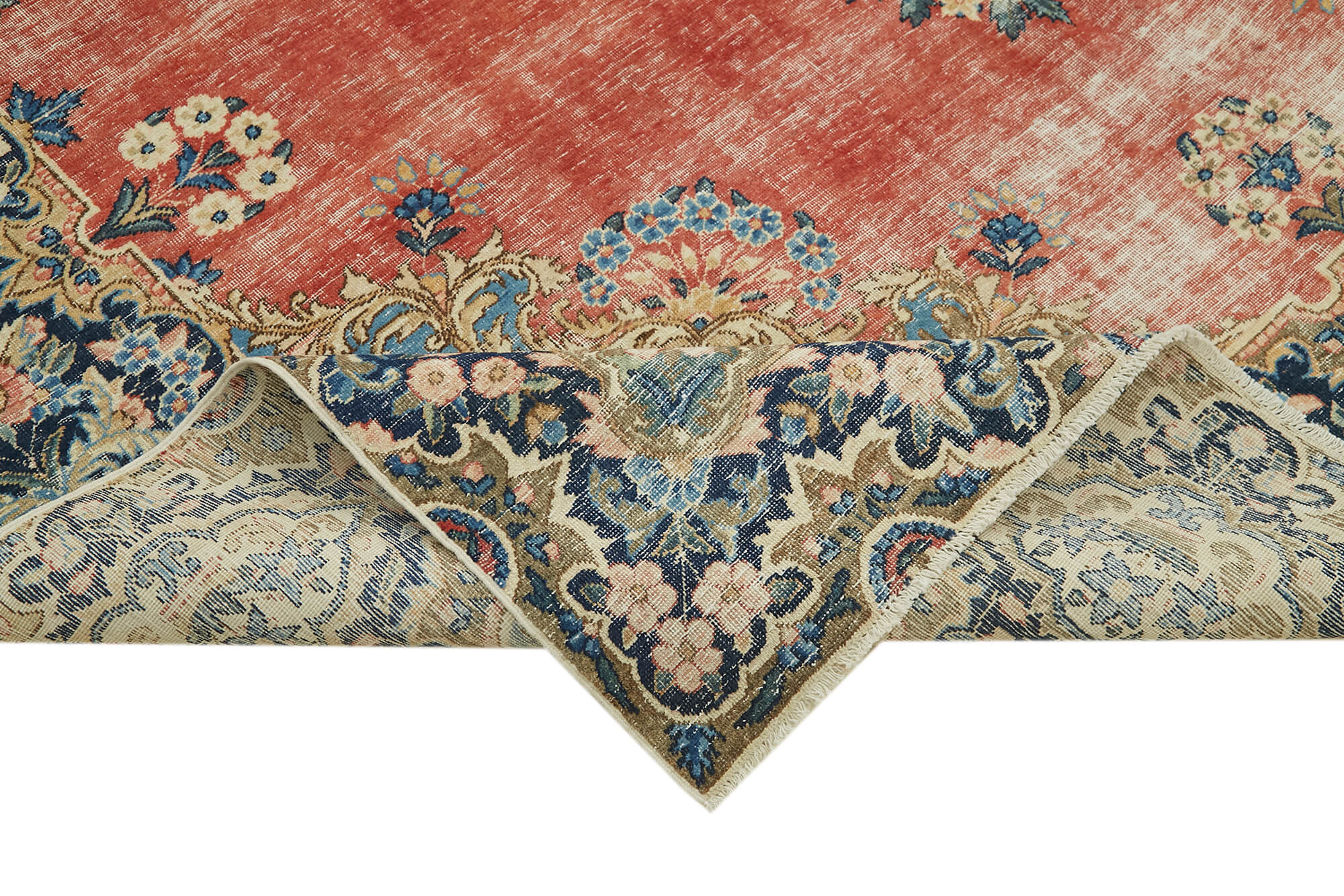 Handmade oriental unique 1980s 242 cm x 338 cm beige wool carpet