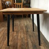 Vintage square table feet black compass tray solid beech