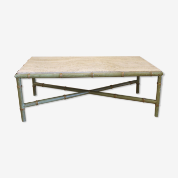 Table bambou, travertin xx eme