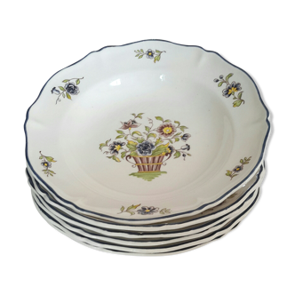 6 assiettes creuses en faïence St Amand