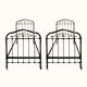 Antique matching pair of antique cast iron single beds in black and gold
