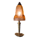 French Art Deco Table Lamp by Cherrier & Besnus verre rose moulé pressé tres bel- 1920s  33x12