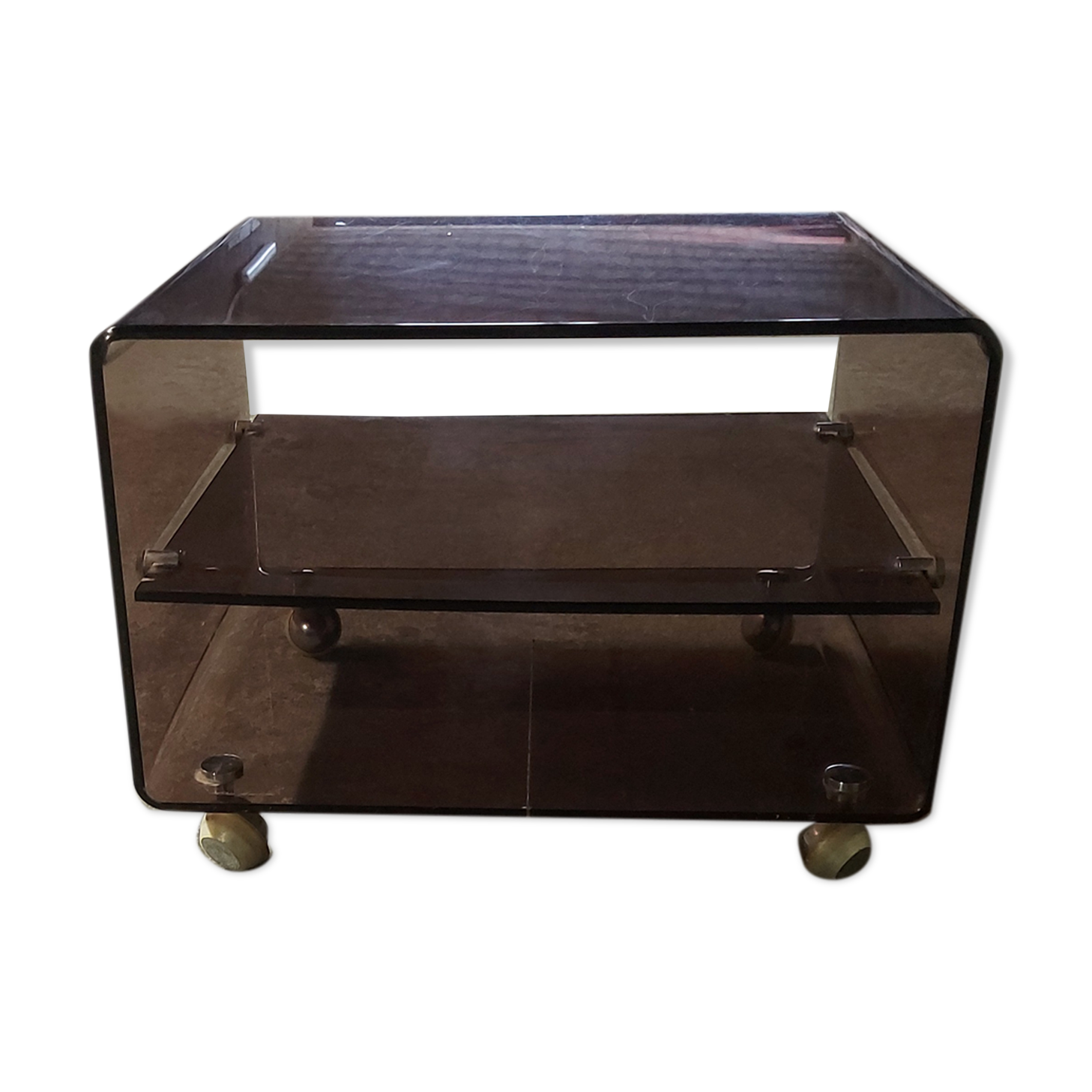 Plexiglas table on wheels, Eric Maville production