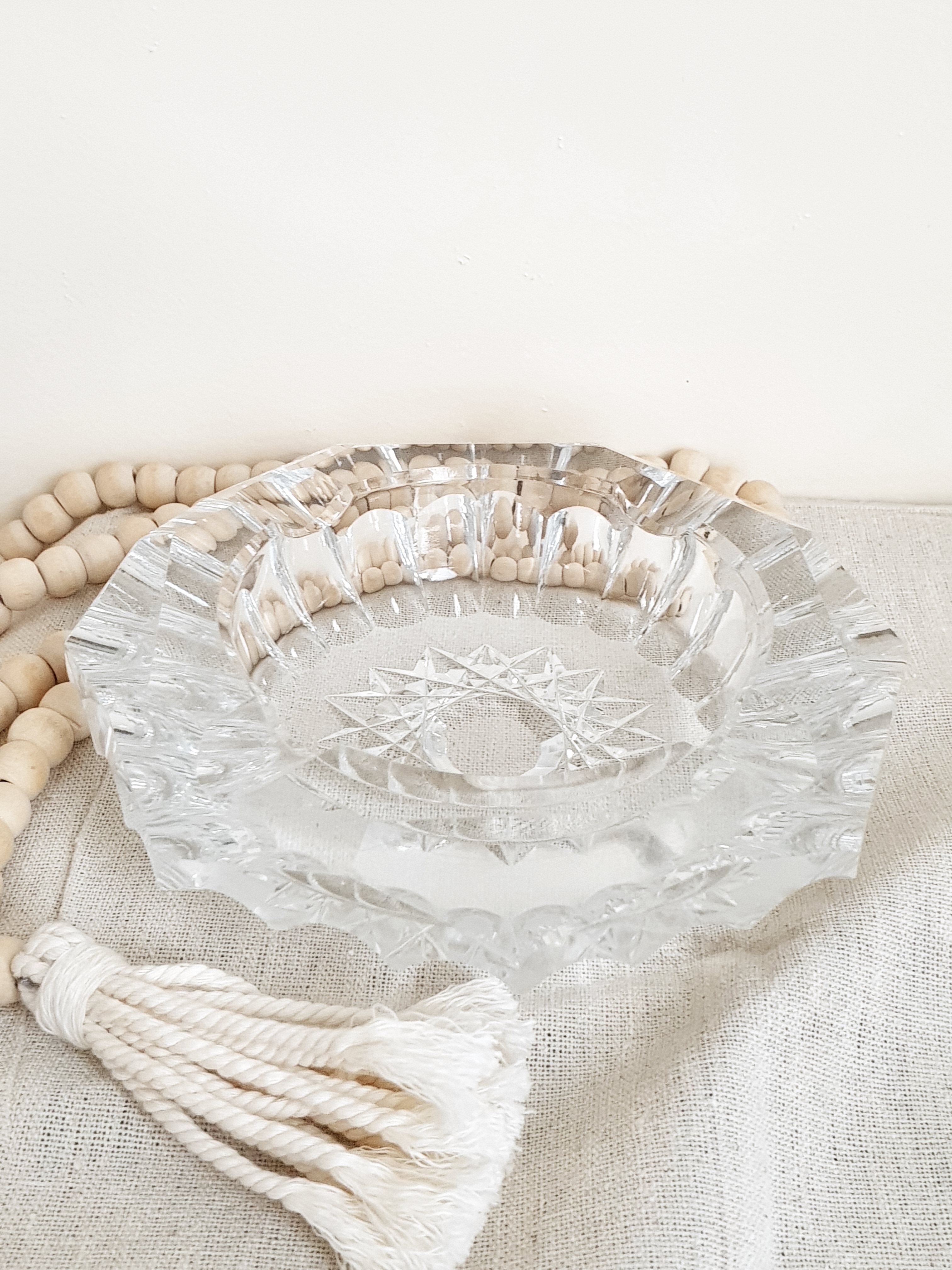 Chiseled glass ashtray