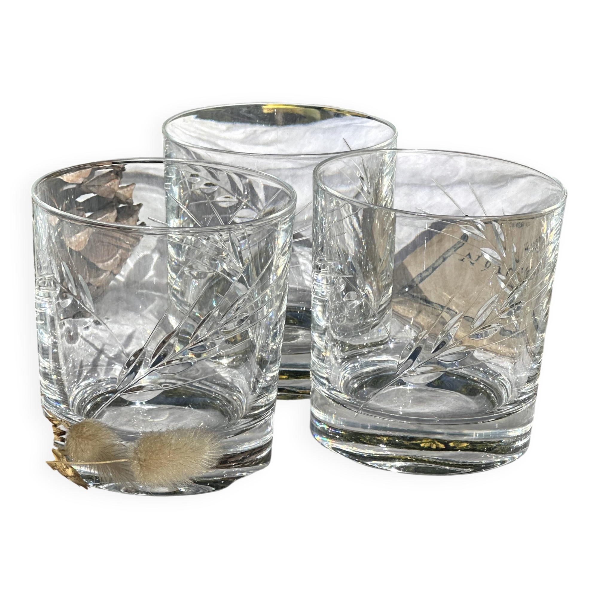 Set of Three 30cl Vintage Crystal Whisky Glasses // Epi Model // Art d