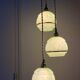 Vintage art deco triple globe pendant light in mint and gold glass